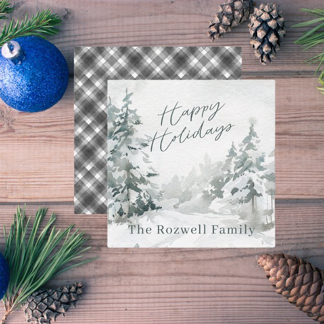 Watercolor Winter Snowy Landscape Personalised Card (Creator Uploaded)