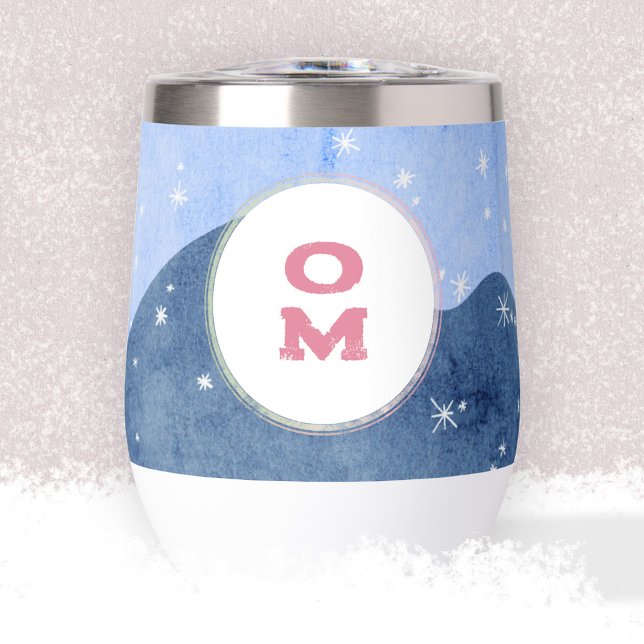 Watercolor Winter Snowy Monogram Keepsake (Watercolor Winter Landscape Monogram Snowy Thermal Wine Tumbler ©Susanne Sachers - Sunny Mind 🌞)