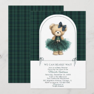 Watercolor Winter Teddy bear Christmas Baby Show Invitation