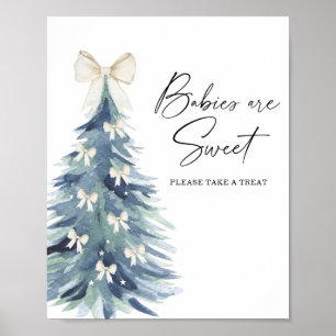 Watercolor winter tree babies are sweet poster