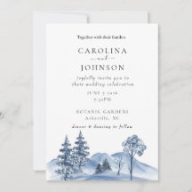 Watercolor Winter tree & Mountain lands Wedding