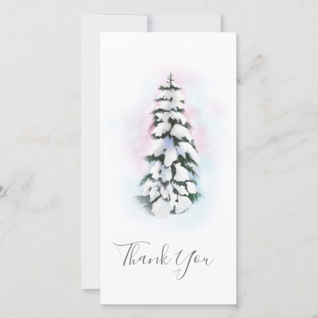 Watercolor Winter Tree Thank You Card (Front)