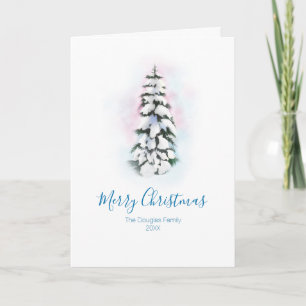 Watercolor Winter Tree Vignette Holiday Card