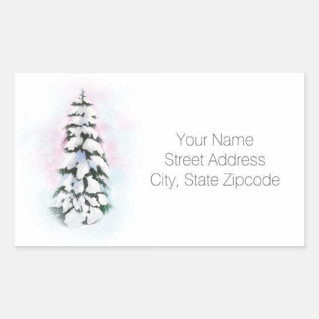 Watercolor Winter Tree Vignette Tree Labels (Front)