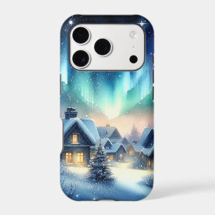 Watercolor Winter Village Snowy Christmas