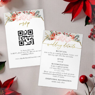 Watercolor Winter Wedding Details RSVP QR Code Enclosure Card