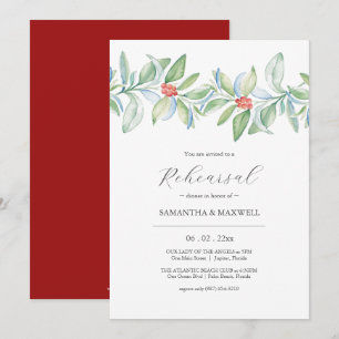 Watercolor Winter Wedding Rehearsal Dinner Invitation