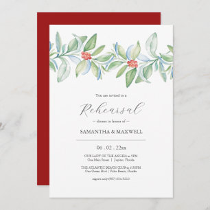 Watercolor Winter Wedding Rehearsal Dinner Invitation