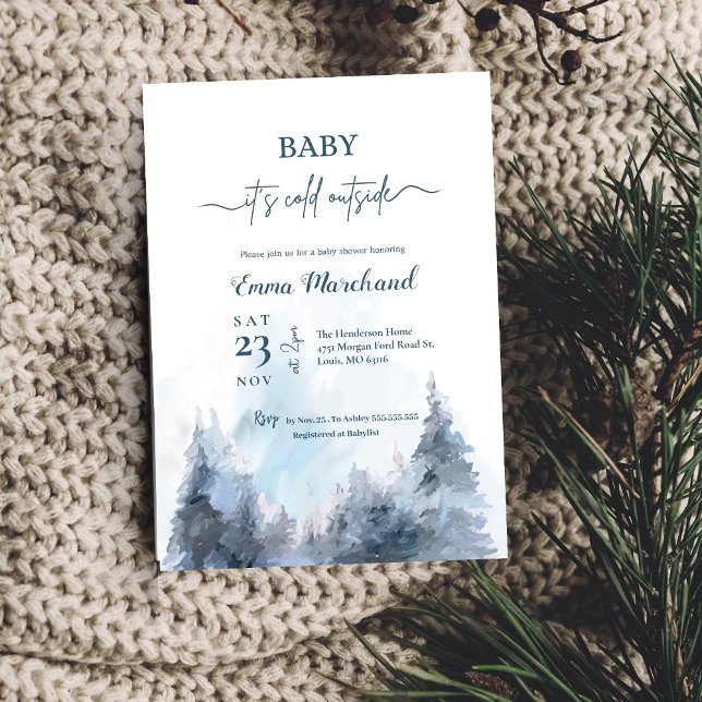 Watercolor Winter Wonderland Baby shower Invitation (Creator Uploaded)