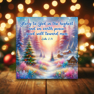 Watercolor Winter Wonderland Christian Christmas  Holiday Card