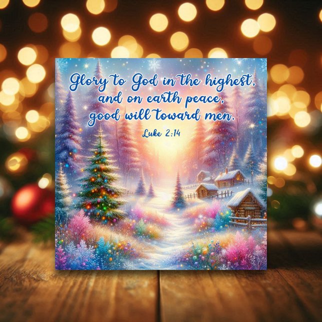 Watercolor Winter Wonderland Christian Christmas  Holiday Card (Creator Uploaded)