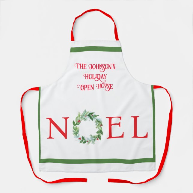 Watercolor Winter Wreath PERSONALIZE Apron (Front)