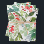 Watercolor Winterberry Holly Pattern Christmas Wrapping Paper Sheet<br><div class="desc">Add a botanical touch to your presents with these holiday-themed wrapping sheets. They showcase watercolor red winterberry holly and greenery,  making them perfect for Christmas and holiday gift-giving occasions. Coordinating items are also available.</div>