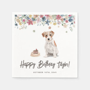Watercolor Wire Haired Jack Russell Dog Birthday Napkin
