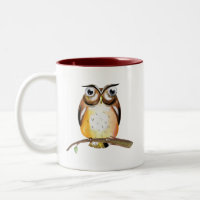 Watercolor Wise Owl on Branch Collectable