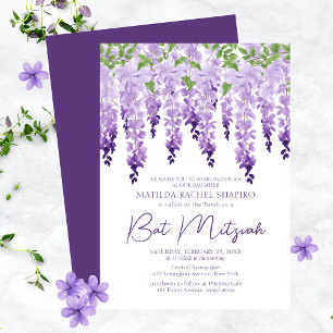 Watercolor Wisteria   Bat Mitzvah Invitation
