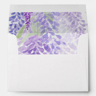 Watercolor Wisteria Blooms Romantic Wedding Envelope