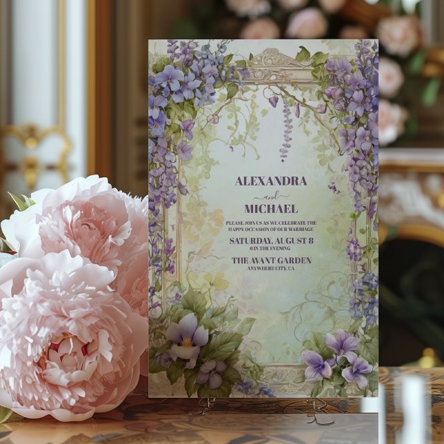 Watercolor Wisteria Blooms Romantic Wedding Invitation (Creator Uploaded)