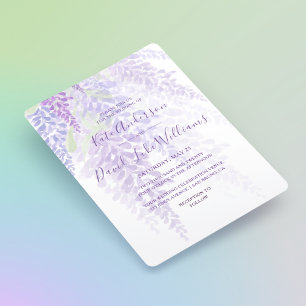 Watercolor Wisteria Blooms Romantic Wedding Invitation