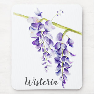 Watercolor Wisteria Botanical Mouse Pad