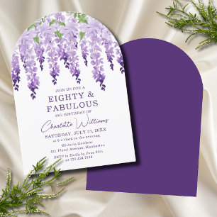 Watercolor Wisteria Eighty & Fabulous Floral Chic Invitation