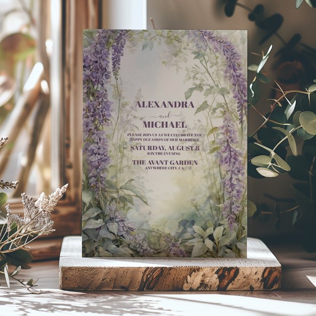 Watercolor Wisteria Floral Elegant Modern Wedding  Invitation (Creator Uploaded)