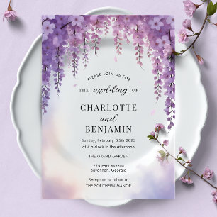 Watercolor Wisteria Floral Elegant Wedding Acrylic Invitations