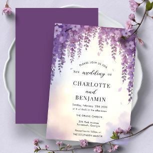 Watercolor Wisteria Floral Elegant Wedding  Invitation