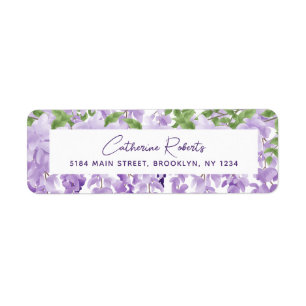 Watercolor Wisteria Floral Wedding Return Address Label