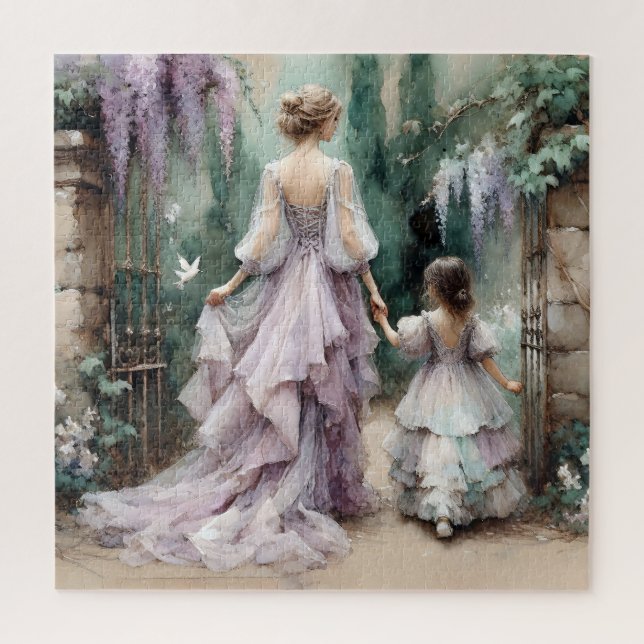 Watercolor Wisteria Garden Jigsaw Puzzle (Vertical)