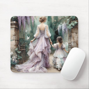 Watercolor Wisteria Garden Mouse Pad