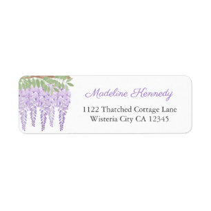 Watercolor Wisteria Lilac Floral Return Address Return Address Label