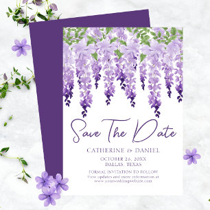 Watercolor Wisteria Lilac Purple Wedding Save The Date