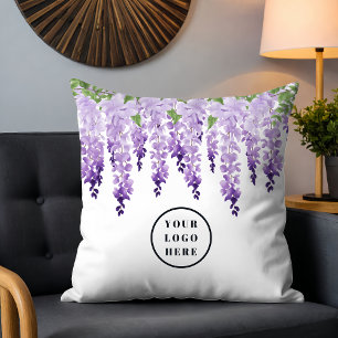 Watercolor Wisteria Personalised Add Your Logo Cushion