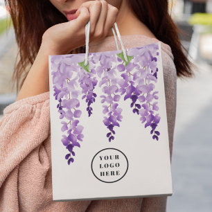 Watercolor Wisteria Personalised Logo   Corporate Small Gift Bag