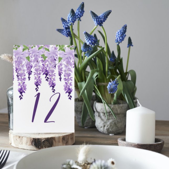 Watercolor Wisteria Personalised Table Number (Creator Uploaded)