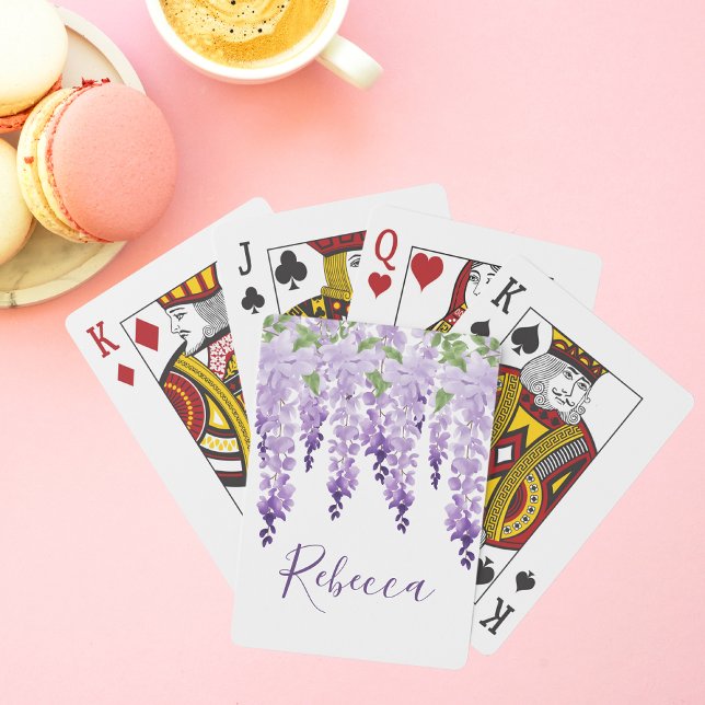 Watercolor Wisteria Personalized Name Playing Cards (Creator Uploaded)