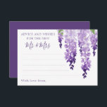 Watercolor Wisteria Purple Lilac Floral Wedding  Advice Card<br><div class="desc">Watercolor Wisteria Purple Lilac Floral Wedding Advice Cards feature elegant watercolor wisteria flowers in soft lavender and purple with green leaves on a white background with space for your guests to add their "Advice and wishes for the new Mr & Mrs". Perfect for wedding, bridal shower or bachelorette party. Personalise...</div>