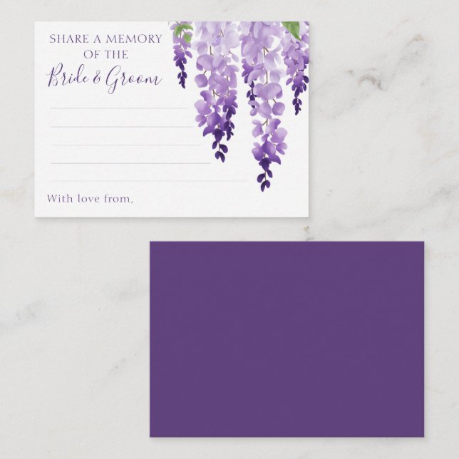Watercolor Wisteria Purple Lilac Floral Wedding Advice Card (Front/Back)