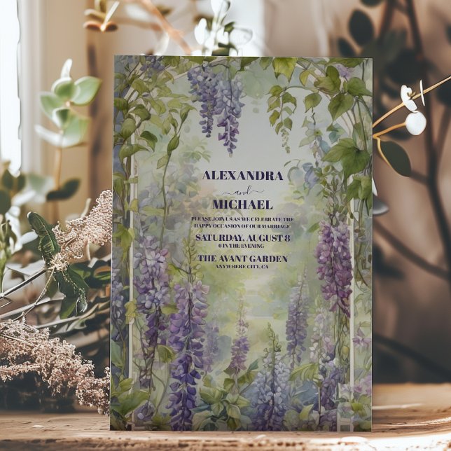 Watercolor Wisteria Purple Lilac Floral Wedding Invitation (Creator Uploaded)