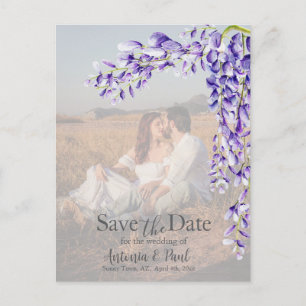 Watercolor Wisteria Save the Date Photo Postcard