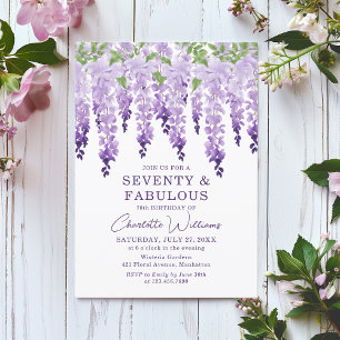 Watercolor Wisteria Seventy & Fabulous Floral Chic Invitation