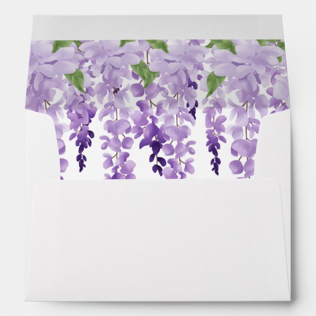 Watercolor Wisteria Wedding Envelope (Back (Bottom))