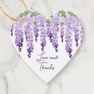 Watercolor Wisteria Wedding Love And Thanks Script Favour Tags