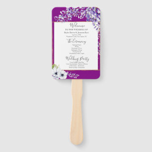 Watercolor Wisteria Wedding Program Hand Fan