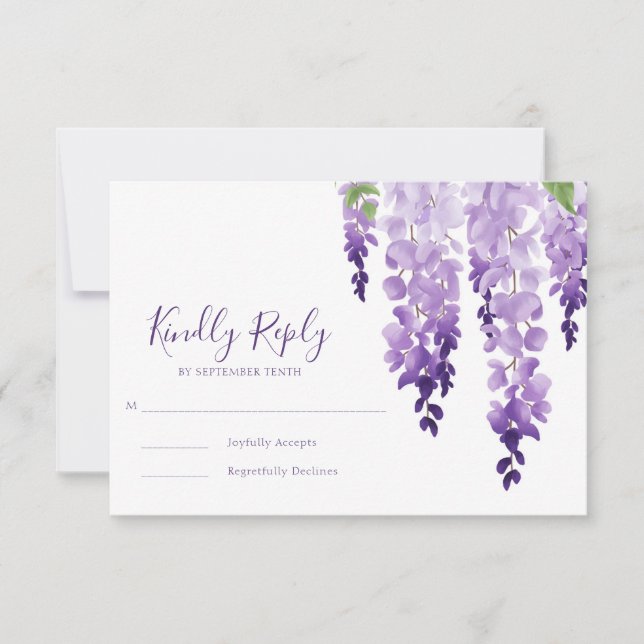 Watercolor Wisteria Wedding RSVP Card (Front)