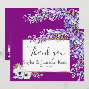 Watercolor Wisteria Wedding Thank You Card