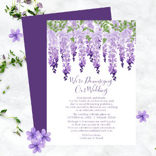 Watercolor Wisteria We're Downsizing Our Wedding Holiday Card