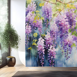 Watercolor Wisteria Whispers Shower Curtain
