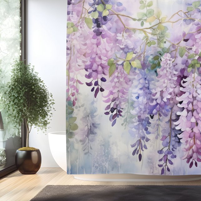 Watercolor Wisteria Whispers Shower Curtain (Creator Uploaded)
